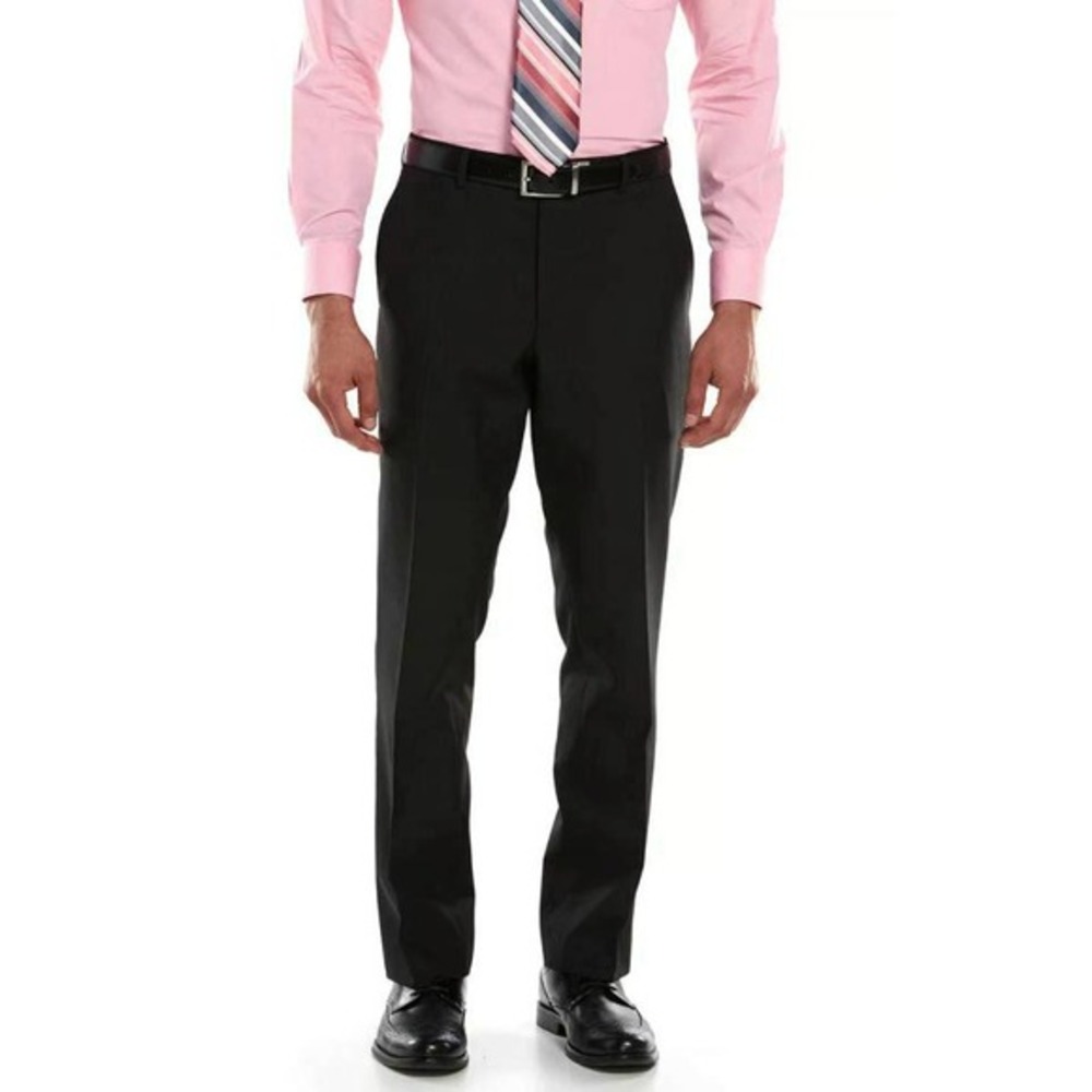 Savile Row Company Mens Flat Front Brixton Dress Pants In Black